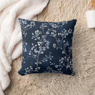 Cojín Decorativo Patrón de toile floral vintage azul (13)