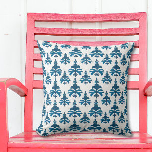 Cojín Decorativo Patrón de Toile Francés Azul Acuarela