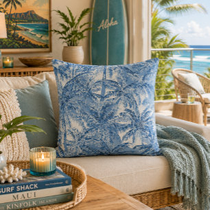 Cojín Decorativo Patrón de Toile Tropical Vintage de Palma