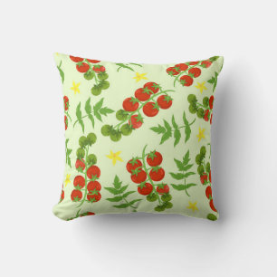 Cojín Decorativo Patrón de tomate sin foco. Impresión vegetal. Vint