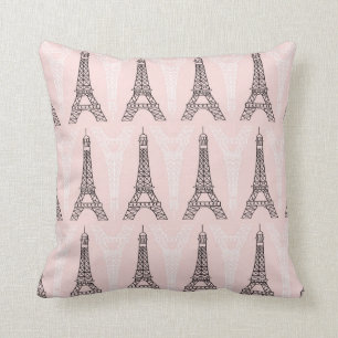 Cojín Decorativo Patrón de torres Eiffel Rosa