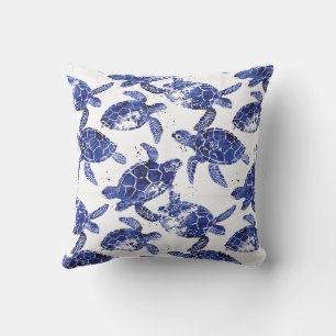 Cojín Decorativo Patrón de tortuga azul y blanca