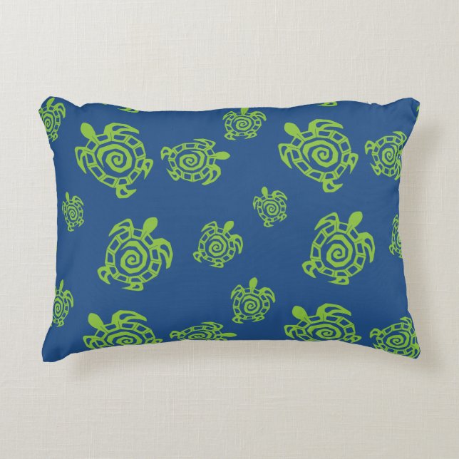 Cojín Decorativo Patrón de tortuga verde (Anverso)