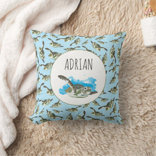 Cojín Decorativo Patrón de Tortugas Marinas Lindas