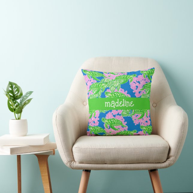 Cojín Decorativo Patrón de tortugas tropicales (Silla)