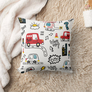 Cojín Decorativo Patrón de transporte divertido para niños