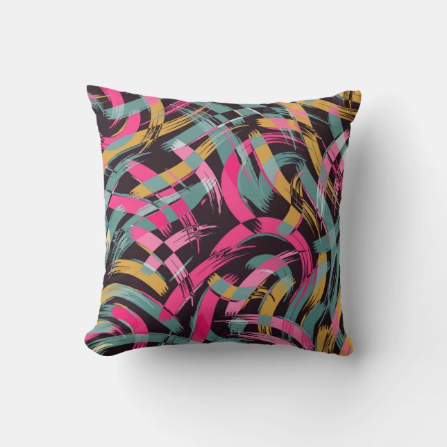 Cojín Decorativo Patrón de trazo de pincel artístico. (Anverso)