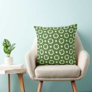 Cojín Decorativo Patrón de trébol de cuatro hojas verde