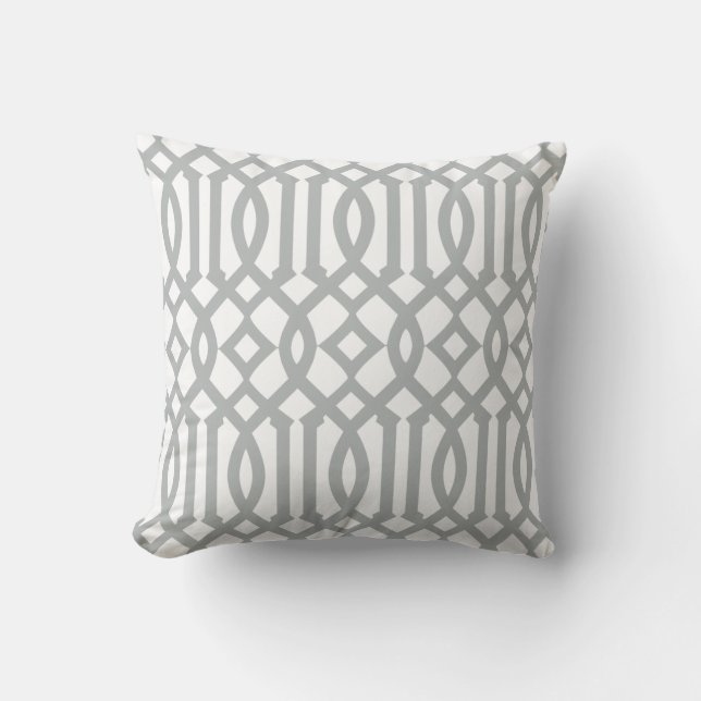 Cojín Decorativo Patrón de trébol gris claro y blanco moderno (Anverso)