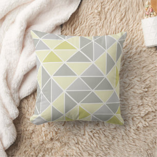 Cojín Decorativo Patrón de triángulo abstracto amarillo y gris
