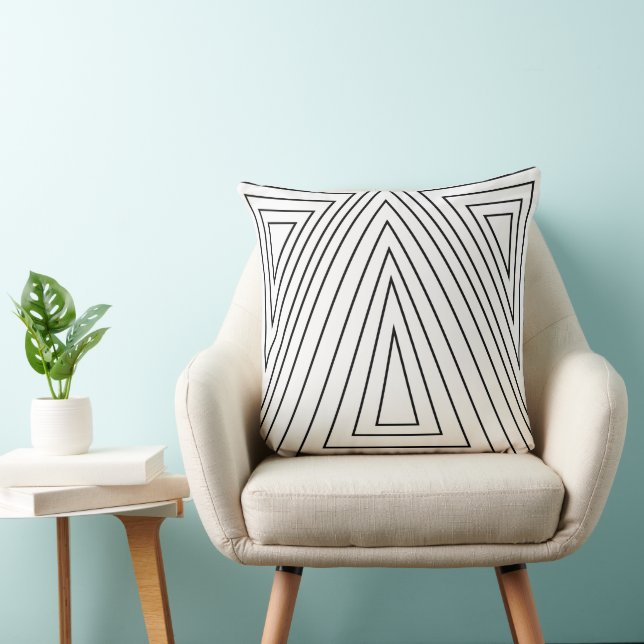 Cojín Decorativo Patrón de triángulo concéntrico en blanco y negro (Silla)