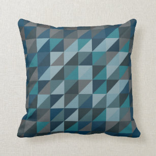 Cojín Decorativo Patrón de triángulo geométrico en azul y gris