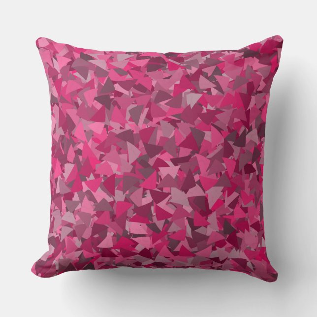 Cojín Decorativo Patrón de triángulo gris rosa (Anverso)