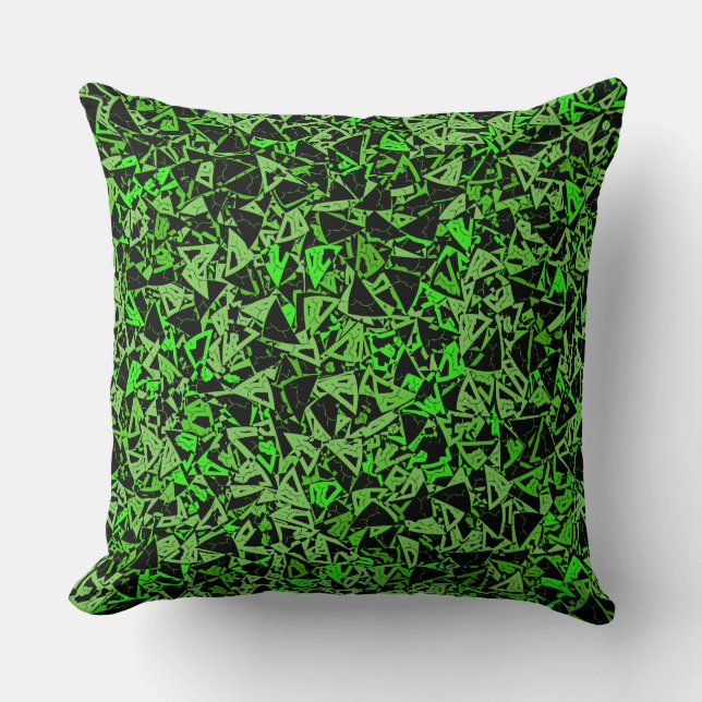 Cojín Decorativo Patrón de triángulo negro verde (Anverso)