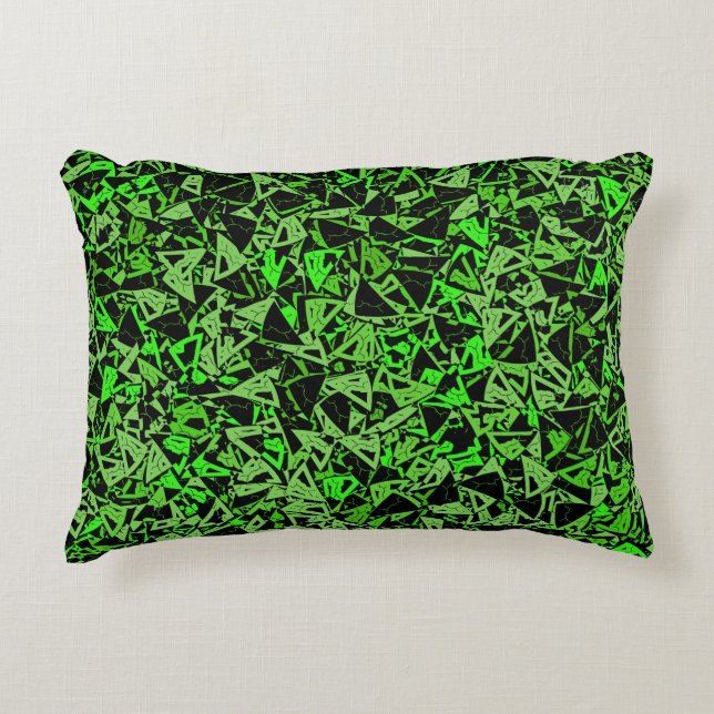 Cojín Decorativo Patrón de triángulo negro verde (Anverso)