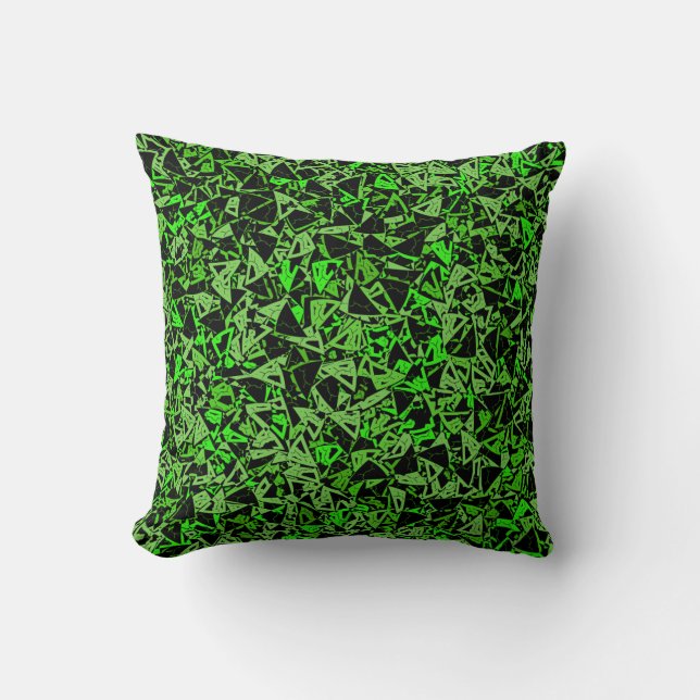 Cojín Decorativo Patrón de triángulo negro verde (Anverso)