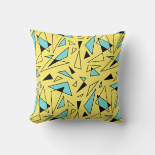 Cojín Decorativo Patrón de triángulos - Amarillo y turquesa