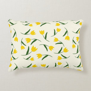 Cojín Decorativo Patrón de Tulipán Amarillo 