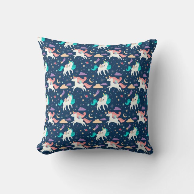 Cojín Decorativo Patrón de unicornio (Anverso)
