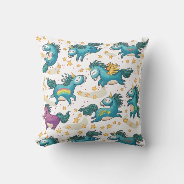 Cojín Decorativo Patrón de unicornio (Anverso)