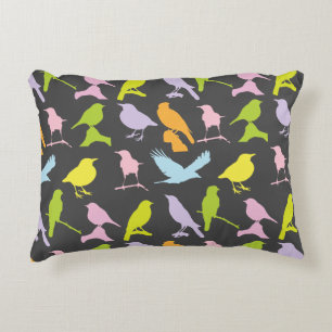 Cojín Decorativo Patrón de variedad de aves color pastel