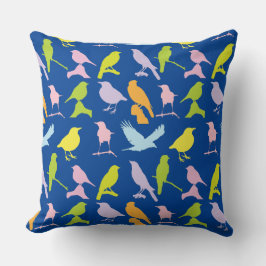 Cojín Decorativo Patrón de variedad de aves color pastel