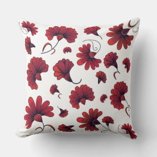 Cojín Decorativo Patrón de vector de clavel rojo Flor