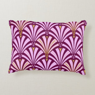 Cojín Decorativo Patrón de ventilador Art Deco - orquídea y púrpura