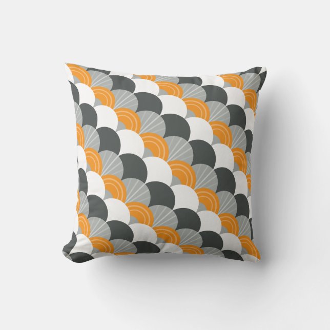 Cojín Decorativo Patrón de ventilador de vieiras MODERNO naranja gr (Anverso)