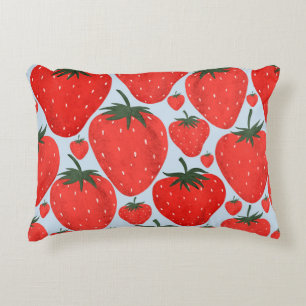 Cojín Decorativo Patrón de verano con fresas aisladas en la luz