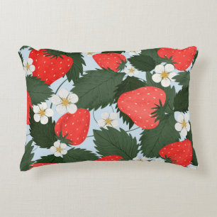 Cojín Decorativo Patrón de verano con fresas. Leyenda de fresa