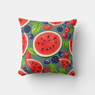 Cojín Decorativo Patrón de verano de sandía y bayas