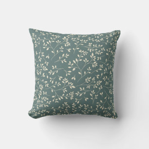Cojín Decorativo Patrón de vid botánico verde crema y salvia