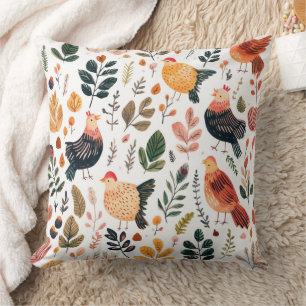 Cojín Decorativo Patrón de vida silvestre de pluma de pavo salvaje