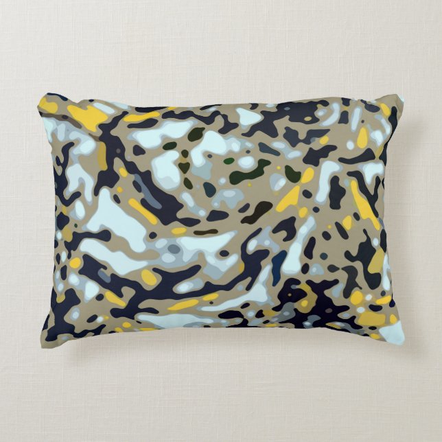 Cojín Decorativo Patrón de vídeo - amarillo blanco azul beige negro (Anverso)