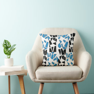 Cojín Decorativo Patrón de vidrio emplomado azul negro