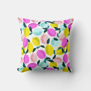 Cojín Decorativo Patrón de vintage de lémones dibujados a mano