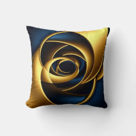 Cojín Decorativo patrón de vórtice abstracto espiral azul dorado lu