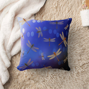 Cojín Decorativo Patrón De Vuelo De Dragón Azul Y Blanco,