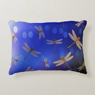 Cojín Decorativo Patrón De Vuelo De Dragón Azul Y Blanco,