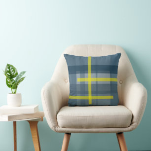 Cojín Decorativo Patrón de yeso azul y amarillo