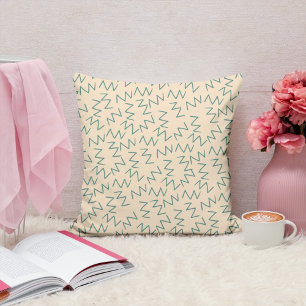 Cojín Decorativo Patrón de zag de Zig azul Beige