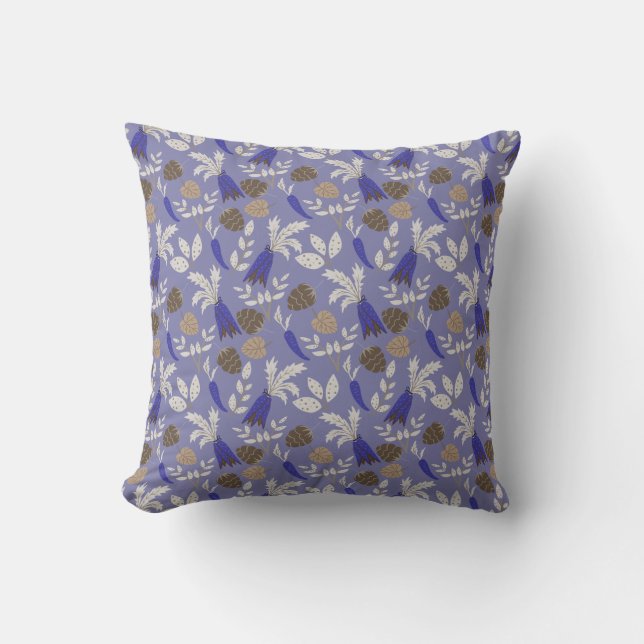 Cojín Decorativo Patrón De Zanahorias Y Tuercas Azules (Anverso)