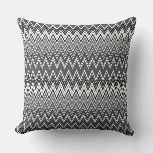 Cojín Decorativo Patrón de zigzag geométrico en blanco y negro