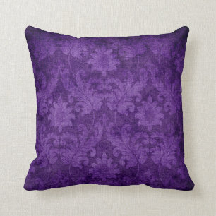 Cojín Decorativo Patrón decorativo floral oscuro morado Damasco