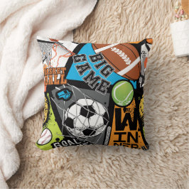 Cojín Decorativo Patrón Deportivo Con Balones