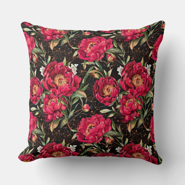 Cojín Decorativo Patrón detallado de acuarela (Anverso)