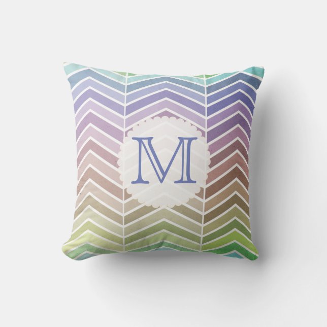 Cojín Decorativo Patrón detallado de arcoiris y cheurón texturizado (Anverso)