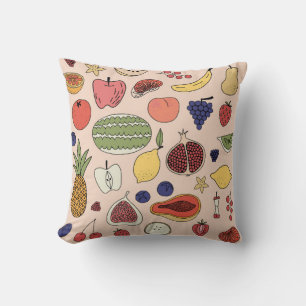 Cojín Decorativo Patrón dibujado a mano de fruta