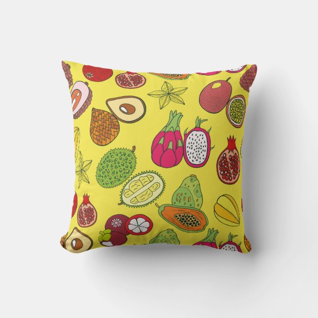 Cojín Decorativo Patrón dibujado a mano sin foco con exótico tropic (Anverso)